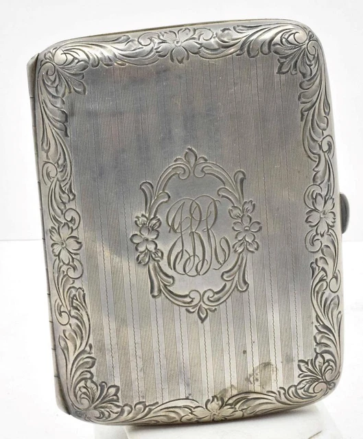 Vintage Sterling Silver WATROUS Men's SMALL CURVED Cigarette Case Lined Mono