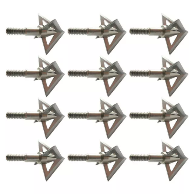 12Pcs Archery Broadheads 100 Grain 4 Blade Crossbow Compound Bow Hunting Tips