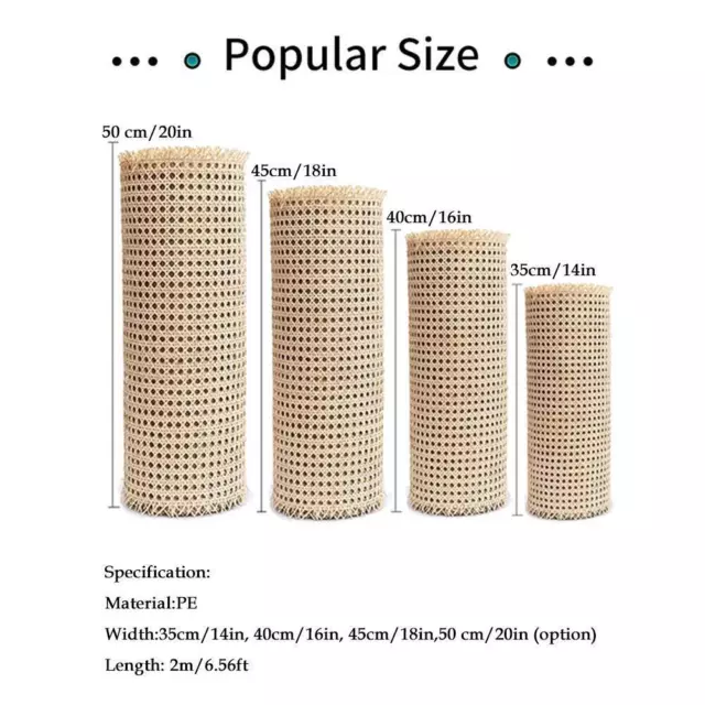 1 Roll Rattan Webbing Recyclable PE Material, Waterproof and Resistant D9F3.AU