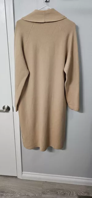 Elie Tahari Open front 44"Long Cardigan in Tan/Beige - Medium Size