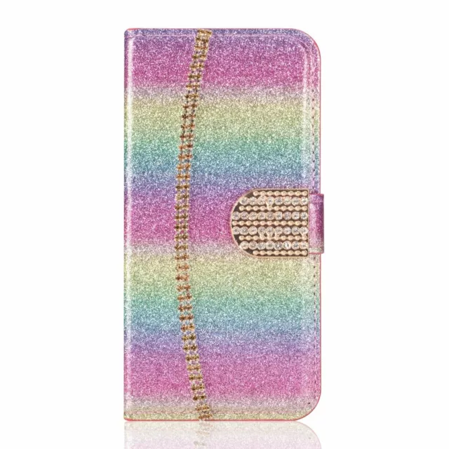 For iPhone 15 Pro Max 14 Plus 13 Bling Gold Grab Chain Wallet Cover Phone Case