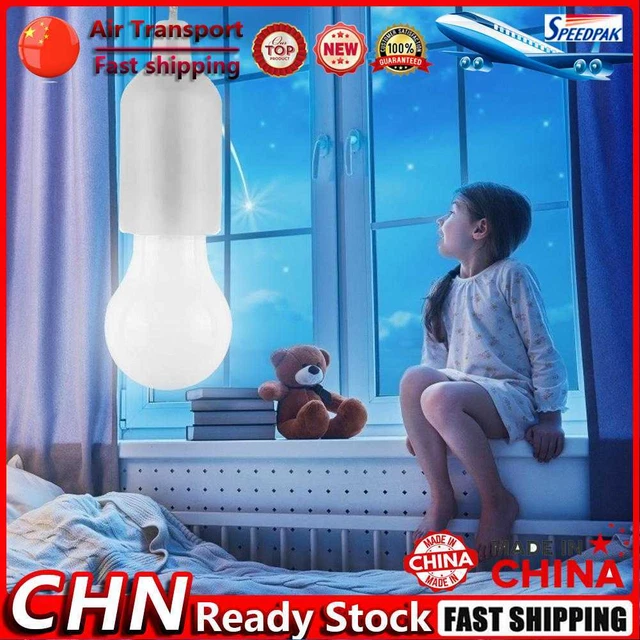 Ampoule LED suspendue alimentée par piles colorées avec cordon de traction (blan