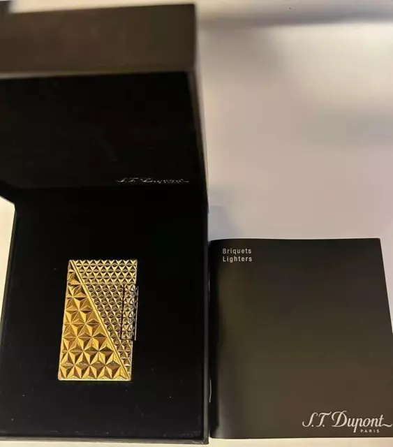 Working S.T.Dupont Gas Lighter Gold LINE 2 with box