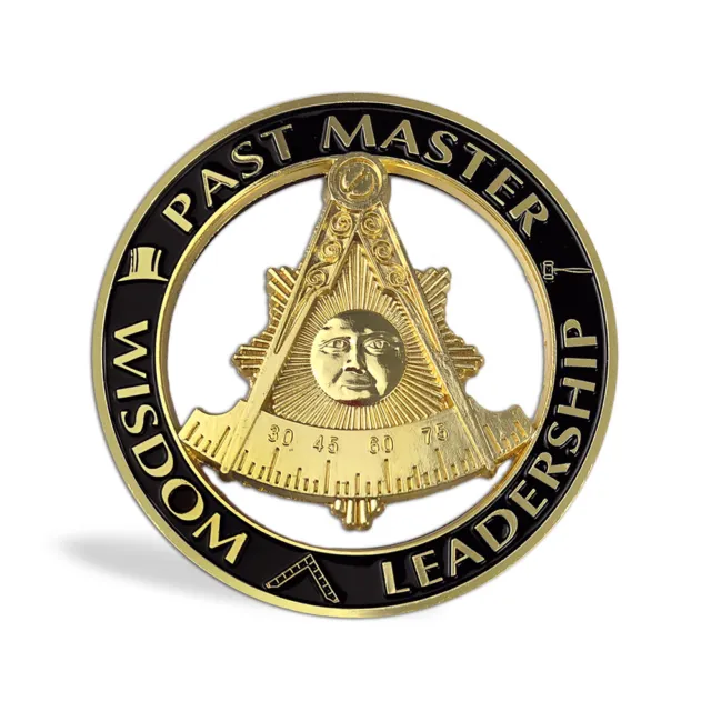 Freemasonry Past Master Auto Car Emblem w/ Sticker Gold Finish