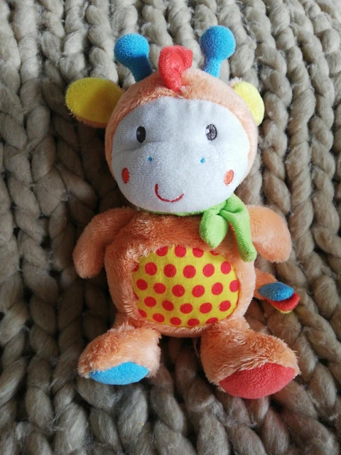 🧡Doudou Vache Girafe Orange Pois Rouge NICOTOY SIMBA TOYS Echarpe Verte