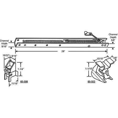 Zoro Select 60-273-3 Sash Balance,Window Channel,28" L