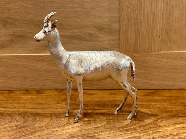 Realistically Modelled Cast Solid Silver Antelope by C.J VANDER Ltd - 548g 16CM