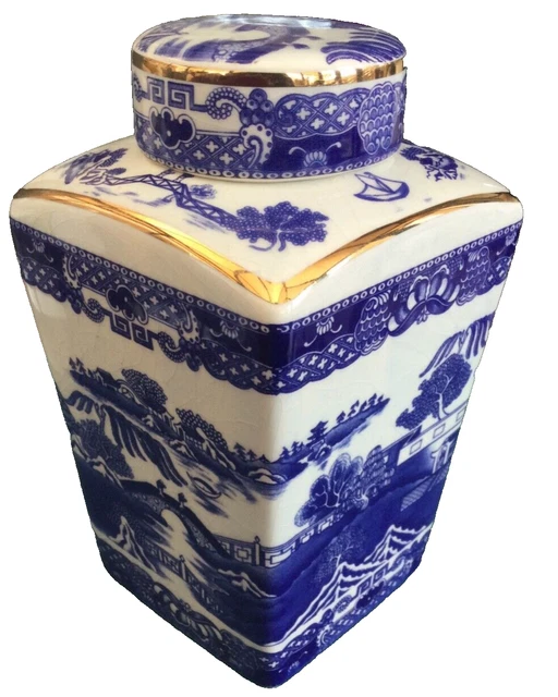 VINTAGE RINGTONS BLUE & White TeaCaddy Based on Original Maling By