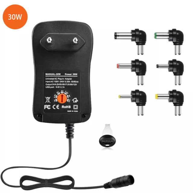 30W Universal AC Adapter, 3V-12V Multi Voltage Adaptor Switching Power Supply