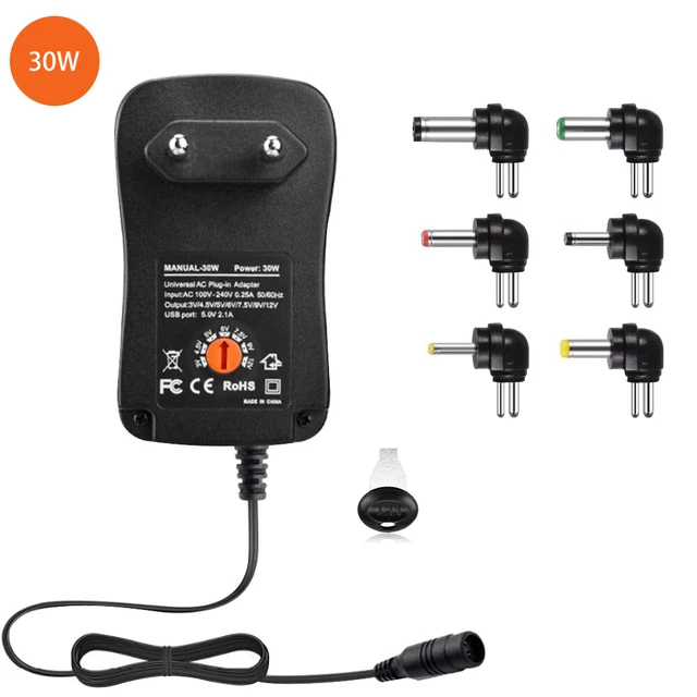 30W Universal AC Adapter, 3V-12V Multi Voltage Adaptor Switching Power Supply