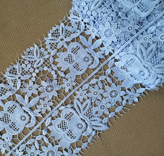 0.5 Yards 10.5" Wide Rayon Venise Vintage Floral Lace Trim Baby Blue s0326