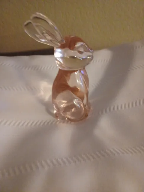 Vintage Silvestri Pink Art Glass Bunny Rabbit Easter Figurine Paperweight 4.5”
