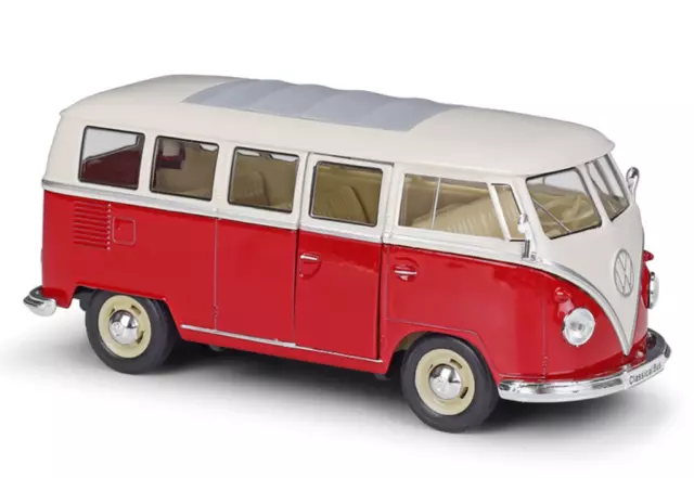 AU WELLY 1:24 VW 1963 T1 Van BUS Classic Model Diecast Metal Car Display BN