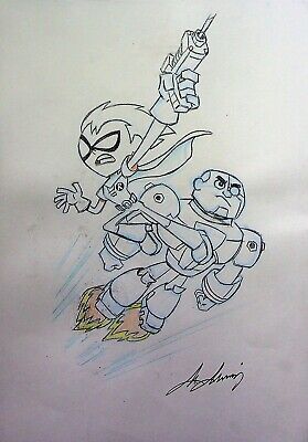 Teen Titans Go! 2013 Macasinag SIGNED Hand Inked Sketchbook Art DC COMICS