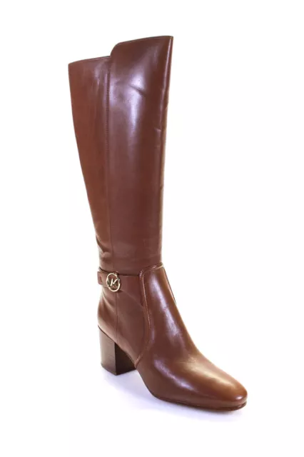 Michael Michael Kors Womens Carmen Knee High Block Heel Boots Luggage Brown 9.5