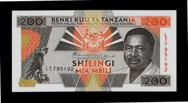 TANZANIA  200  SHILINGI ( 1993 )  SIGN. 9  PICK # 25a  UNC.