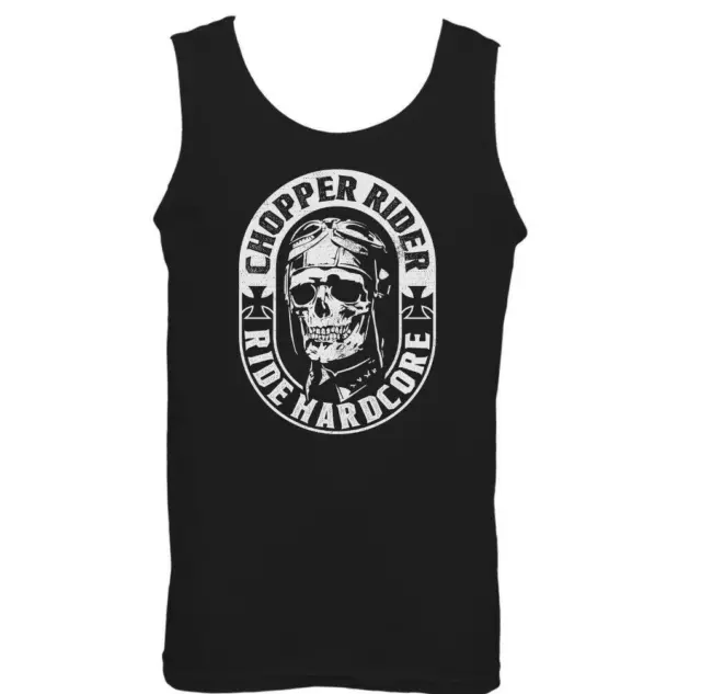 Chopper Rider Mens Motorcycle Skull Vest Motorbike Biker Custom Top