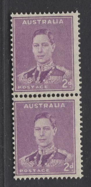 AUSTRALIA  1937/49  P.15x14 2d PURPLE COIL PAIR  UM (MNH) SG.185a  (REF.TL1)