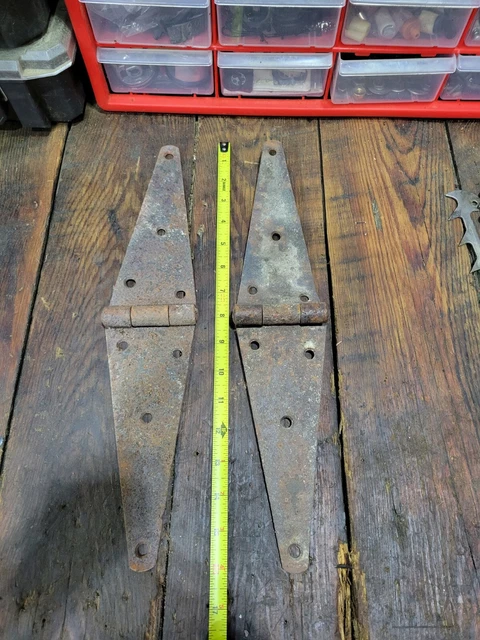 Two 16" Vintage Antique Farm Barn Door Hinge Lot Steampunk Rustic Primitive