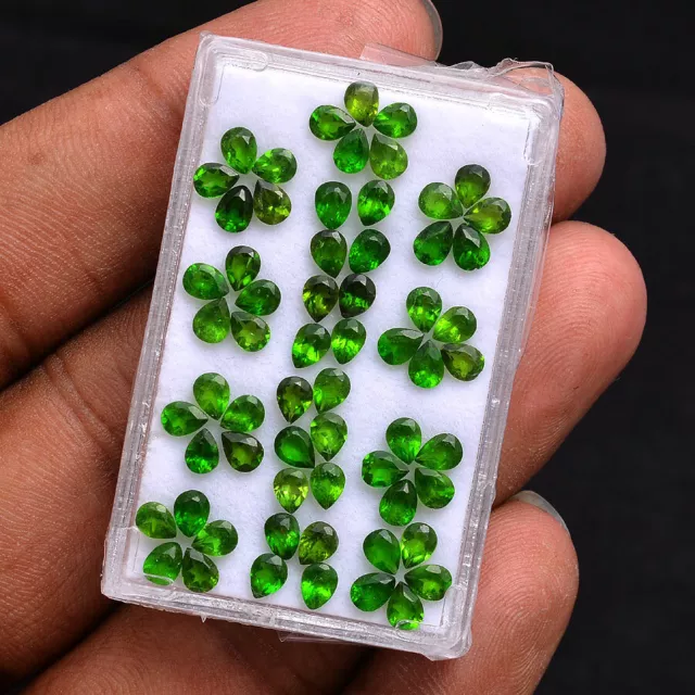 63 piezas de impresionantes piedras preciosas de corte pera verde vivo verde vivo cromado natural de 4 mm/3 mm 2