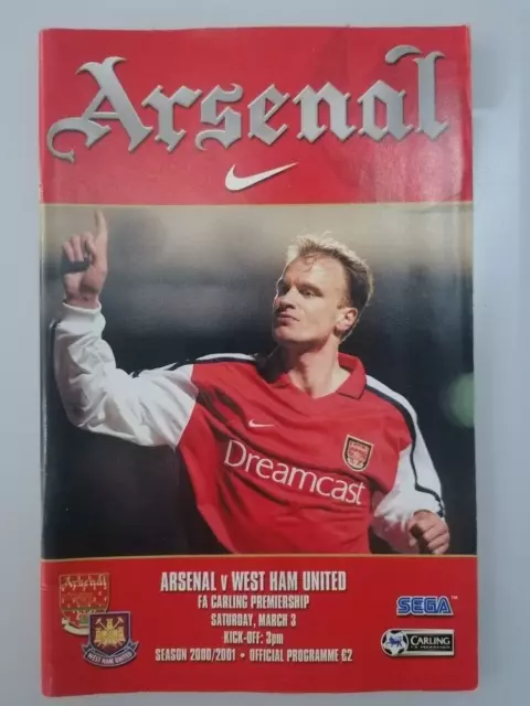 2000-2001 Arsenal v West Ham United Premiership Football Programme