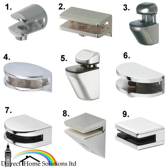 HAFELE SHELF SUPPORT Polished Chrome Brackets Clamps For Glass & Wooden