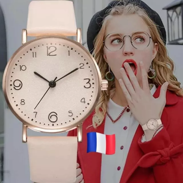 MONTRE FEMME CR ME beige dor Quartz Analogique Bracelet Cuir