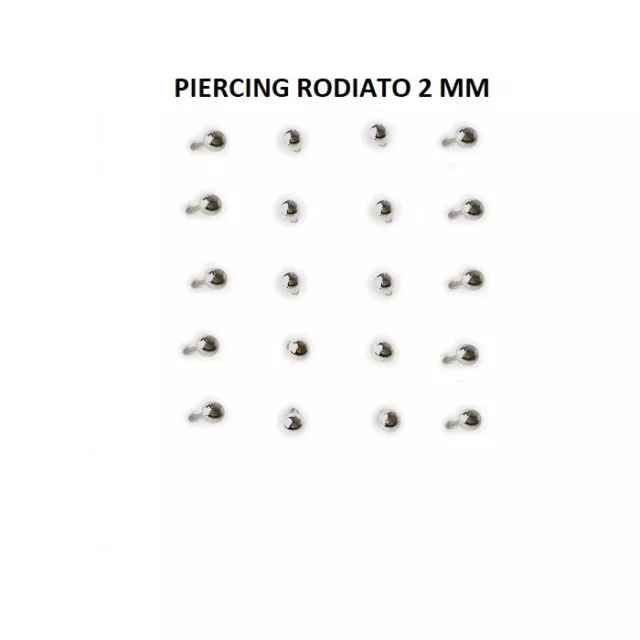 4 Orecchino Naso Piercing Nasino In Argento 925 Pallino 2 mm Rodiato