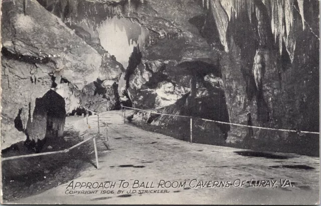 Approach Ball Room Caverns Luray VA Virginia Antique Postcard PM Cancel WOB Note
