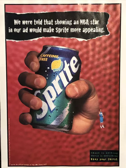 PRINT AD 1996 Sprite NBA Basketball Image Nothing Thirst Everything Obey Your