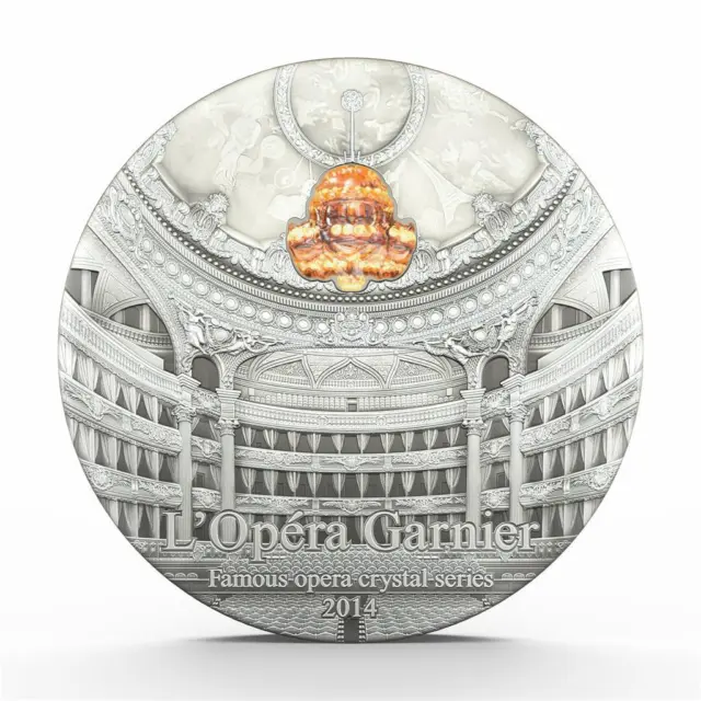 Palau 2014 $10 Famous Opera Crystal Series Paris Palais Garnier 2 Oz Silver Coin