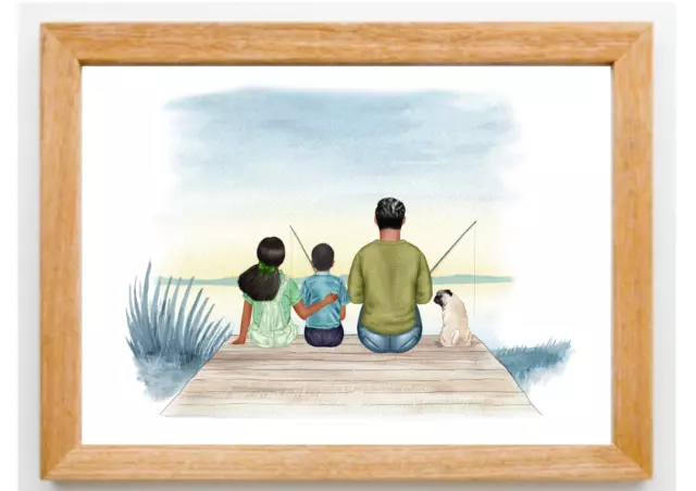 Personalised Fishing Print, Father's Day Gift, Dad Daddy Step Dad Family Print