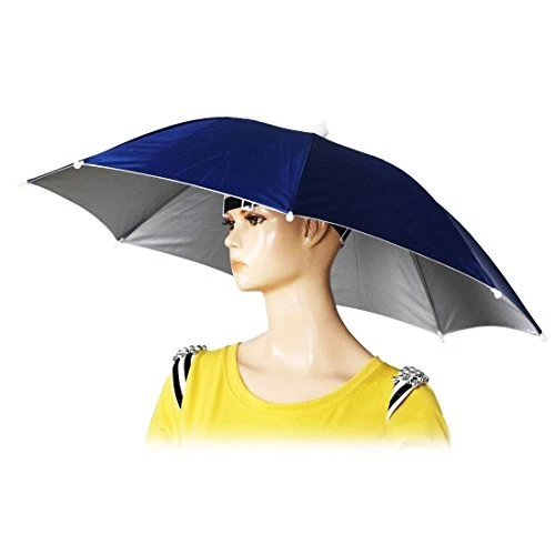 LifeDawn 22" Diameter Elastic Headband Fishing Umbrella Hat Sun Rain Hat