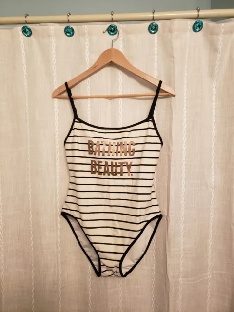 Kate Spade New York BATHING BEAUTY Striped One-Piece Swimsuit Size L MSRP $138