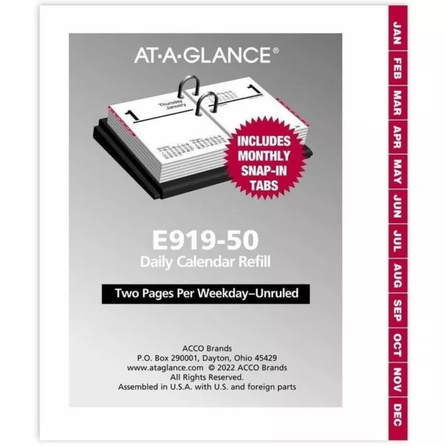 ATAGLANCE 2024 DAILY Desk Calendar Refill, 3" x 33/4", Refill A