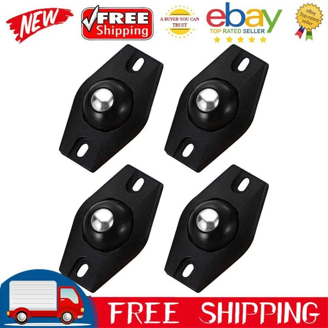 4x Adhesive Casters Pulley Rollers for Cabinet Trash Can Wheel Box (Black)