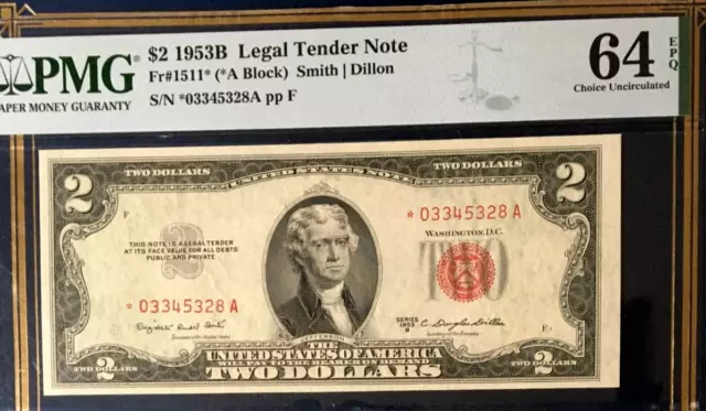 1953A $2 Legal Tender *Star* Note Pmg64 Epq Choice Unc Priest/Anderson      9187