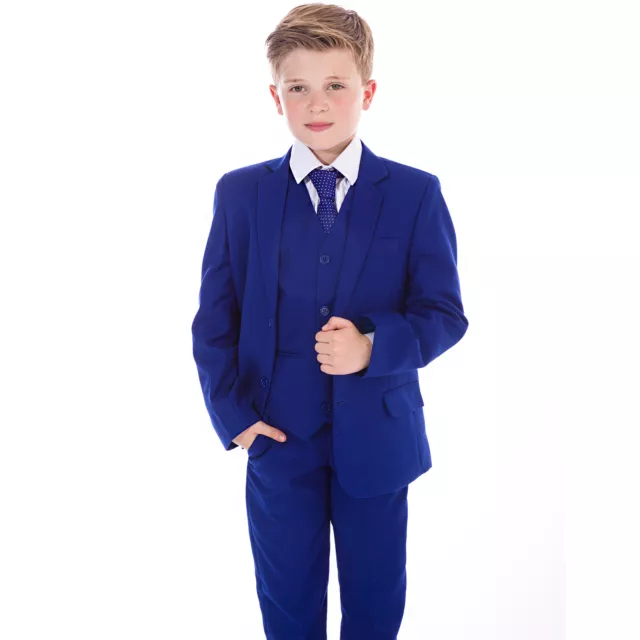 Boys Blue Suits, Boys Suits, Page Boy Prom Wedding Party Outfit 5 Piece