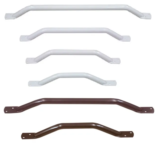 White Grab Rail Handle Bar Indoor / Outdoor Powder Coated Screw Fixings Included