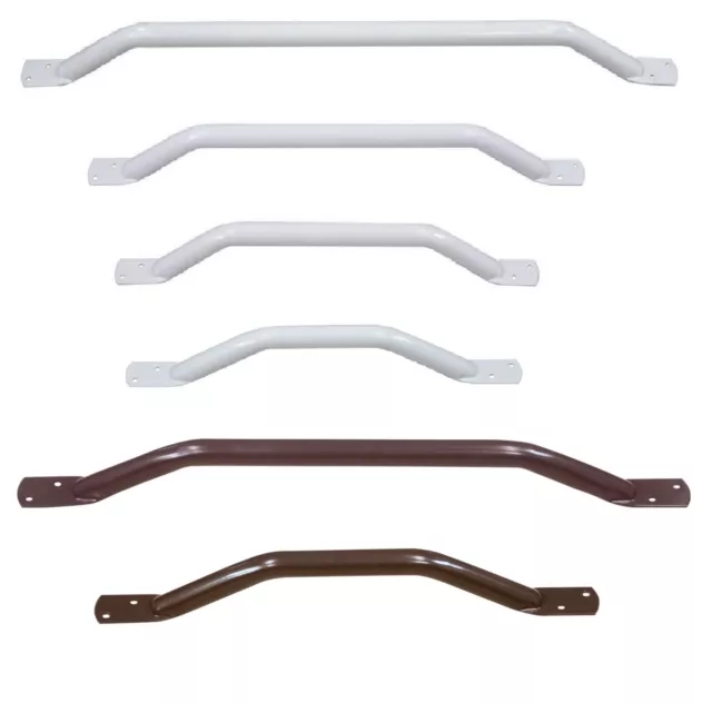 White Grab Rail Handle Bar Indoor / Outdoor Powder Coated Screw Fixings Included