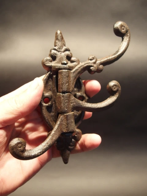 Antique Vintage Style Cast Iron Wall Hook Swivel Folding Coat Hanger Hardware