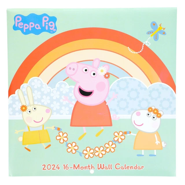 PEPPA PIG WALL Calendar 2024 10"X 20" open 10" X 10" closed 16 month 3