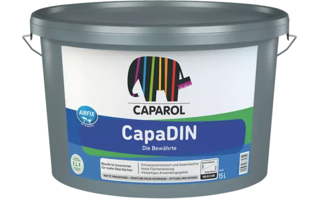 Caparol CapaDIN Innenfarbe - Weiß Matt 5L Eimer Deckenfarbe  Wandfarbe