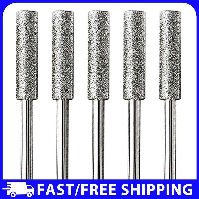 5pcs/Set Diamond Coated Grinding File Stone Heads Drill Bit (5.5mm Silver)