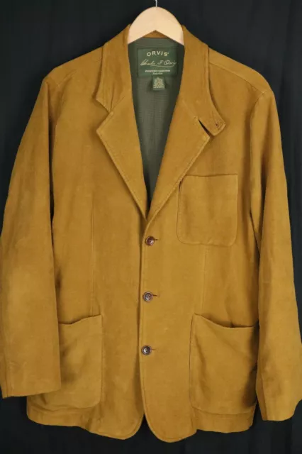 ORVIS MENS SZ Large Brown Fly Fishing Blazer Jacket Lyocell 3