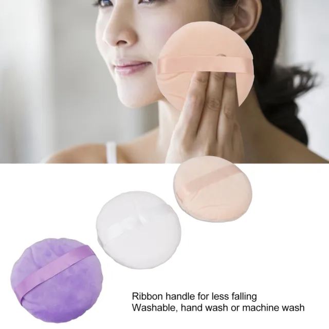 3 PCS Powder Puff Super Large Round Soft Velour Face Powder Pads Tragbar