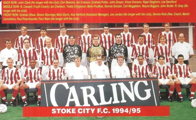 Stoke City Football Team Photo 1994-95 Season