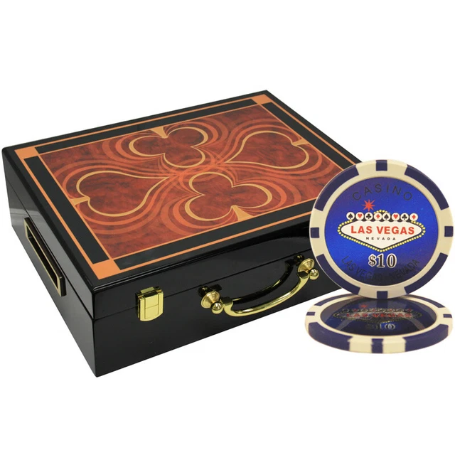 Mrc Poker 500Pcs Las Vegas 14G Poker Chips Set High Gloss Wood Case
