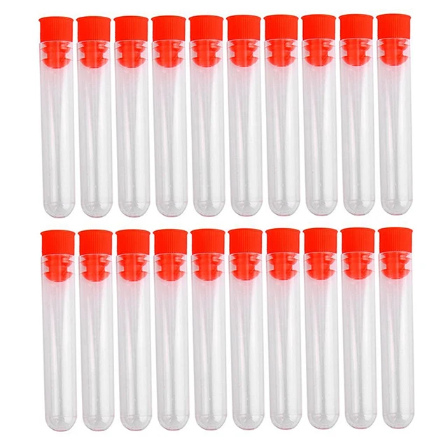 20 Pcs Non-Completed Plastic Test Tubes Lab Test Tool With Screw  Transparent,X8
