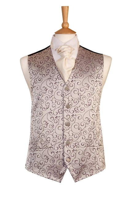 Lilla Mulinello Matrimonio Gilet Imperial Argento Costume Elegante Viola Uomo